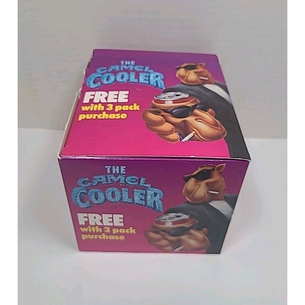 NIB Vtg Joe Camel Cigarettes Beer Can Koozie The Camel Cooler Rubber Head Promo